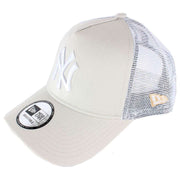 New Era Beige 9FORTY New York Yankees A Frame Trucker Cap