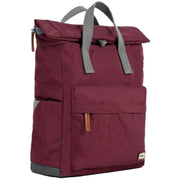 Roka Burgundy Canfield B Medium Sustainable Canvas Flannel Backpack
