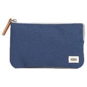 Roka Navy Carnaby Medium Sustainable Canvas Wallet