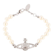 Vivienne Westwood Cream Mini Bas Relief Pearl Bracelet