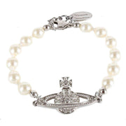 Vivienne Westwood Cream Mini Bass Relief Pearl Bracelet
