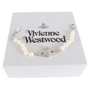 Vivienne Westwood Cream Mini Bass Relief Pearl Bracelet