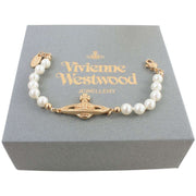 Vivienne Westwood Gold Mini Bas Relief Pearl Bracelet