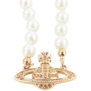 Vivienne Westwood Gold Mini Bas Relief Pearl Choker Necklace
