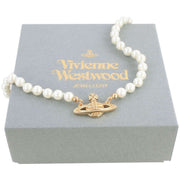 Vivienne Westwood Gold Mini Bas Relief Pearl Choker Necklace