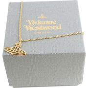 Vivienne Westwood Gold Thin Lines Flat Orb Short Chain Pendant