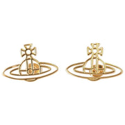 Vivienne Westwood Gold Thin Lines Flat Orb Stud Earrings