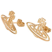 Vivienne Westwood Gold Thin Lines Flat Orb Stud Earrings