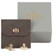 Vivienne Westwood Gold Thin Lines Flat Orb Stud Earrings