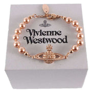 Vivienne Westwood Rose Gold Mini Bas Relief Pearl Bracelet