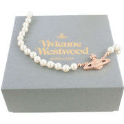 Vivienne Westwood Rose Gold Mini Bas Relief Pearl Choker Necklace