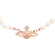 Vivienne Westwood Rose Gold Mini Bas Relief Pearl Choker Necklace