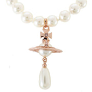 Vivienne Westwood Rose Gold One Row Pearl Drop Choker