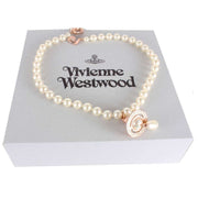 Vivienne Westwood Rose Gold One Row Pearl Drop Choker