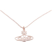 Vivienne Westwood Rose Gold Thin Lines Flat Orb Short Chain Pendant
