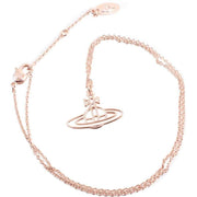 Vivienne Westwood Rose Gold Thin Lines Flat Orb Short Chain Pendant
