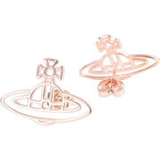 Vivienne Westwood Rose Gold Thin Lines Flat Orb Stud Earrings