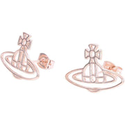 Vivienne Westwood Rose Gold Thin Lines Flat Orb Stud Earrings