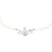 Vivienne Westwood Silver Mini Bas Relief Choker Pearl Necklace
