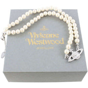Vivienne Westwood Silver Mini Bas Relief Choker Pearl Necklace