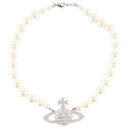 Vivienne Westwood Silver One Row Bas Relief Pearl Choker