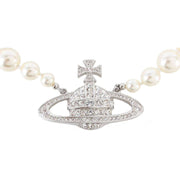 Vivienne Westwood Silver One Row Bas Relief Pearl Choker