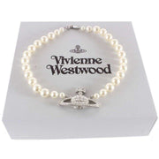 Vivienne Westwood Silver One Row Bas Relief Pearl Choker