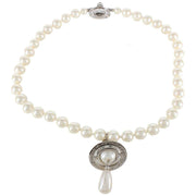 Vivienne Westwood Silver One Row Pearl Drop Choker
