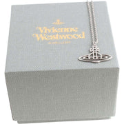 Vivienne Westwood Silver Thin Lines Flat Orb Short Chain Pendant
